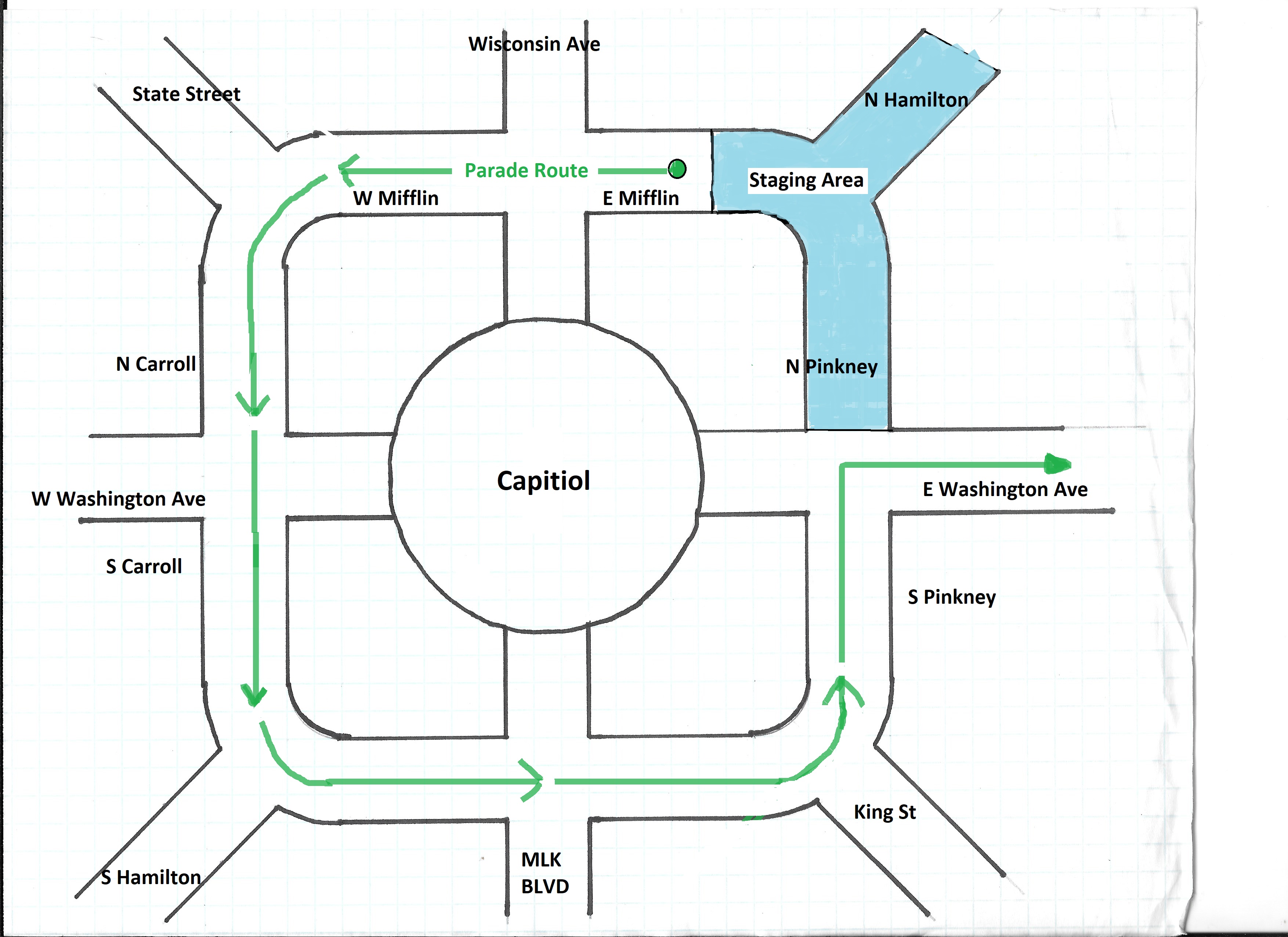 Image of map showing parade route